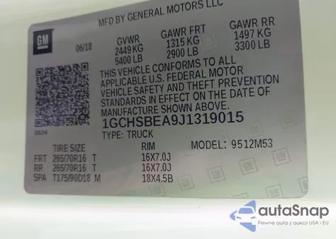 2018 Chevrolet Colorado Wt from USA, damaged, VIN 1GCHSBEA9J1319015